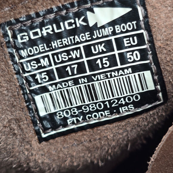 Goruck Boots Mens 15 Brown Leather Heritage Jump High Top Combat Outdoor Rucking - Picture 8 of 8